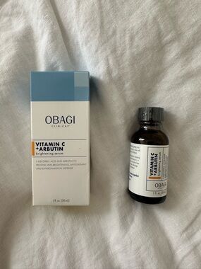 Obagi Vitamin C + Arbutin Brightening Serum - White, Blue & Orange Accents